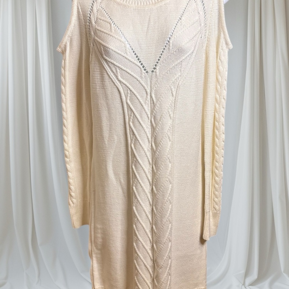 Banana Republic Cream Knit Cold Shoulder Sweater Dress Size Medium NWT